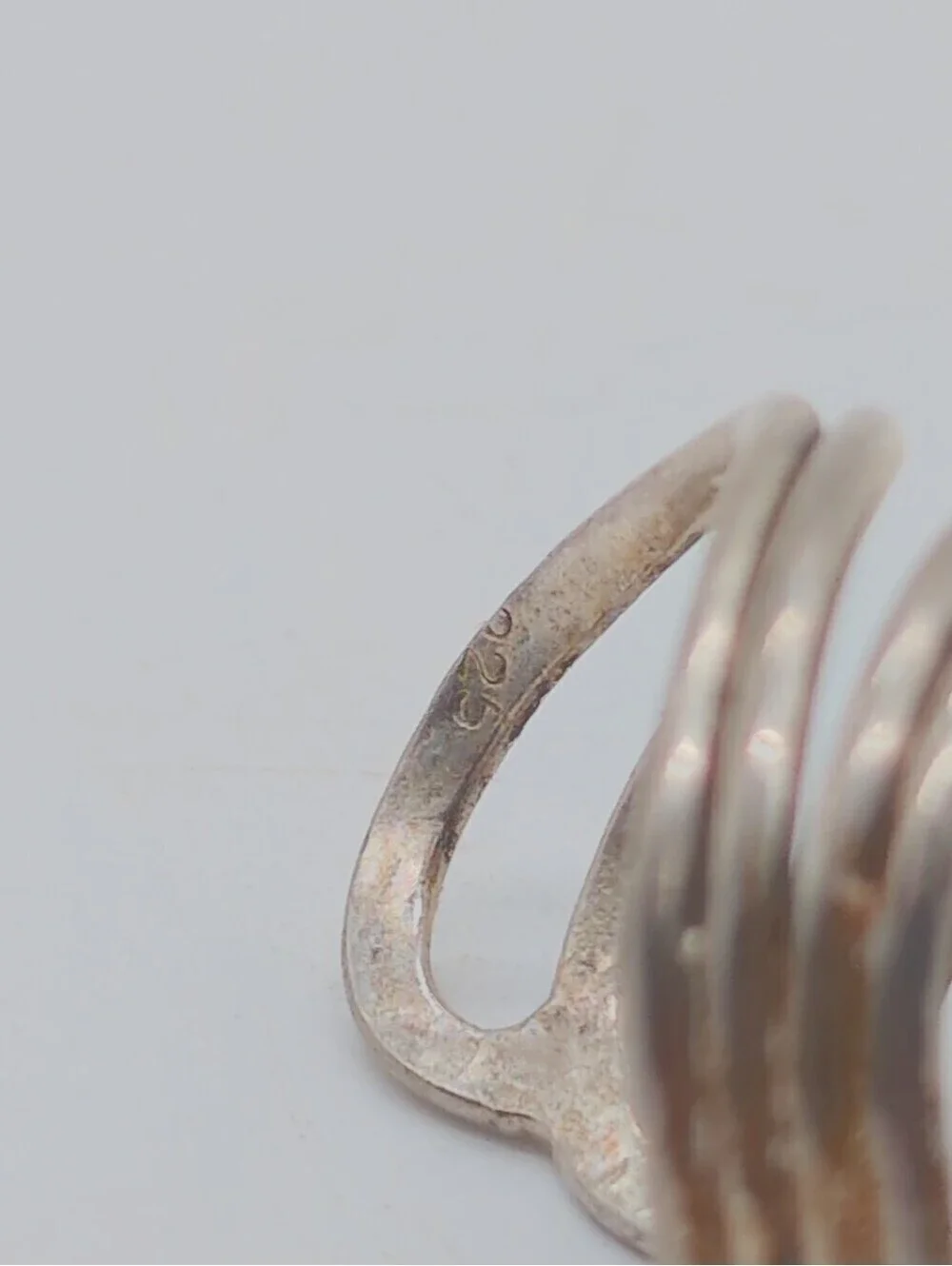 Turquoise Stone 925 Sterling Silver Spiral Bohemian Sz 6.25 Cocktail Ring 43mm